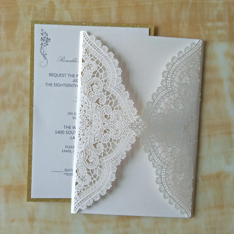 50 шт. персонализированная печать слоновой кости свадебные приглашения карты