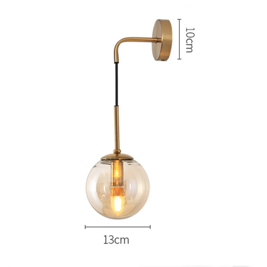 

Thrisdar Nordic Glass Ball LED Wall Light Restaurant Cafe Hotel Wall Lamp Personality Art Aisle stair Bedroom Bedside Wall Light