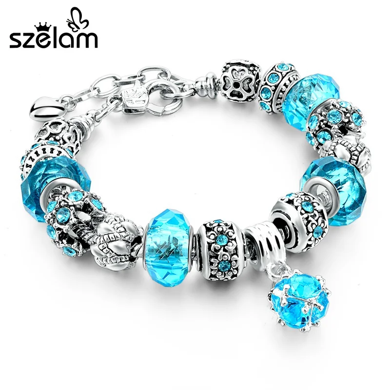 Женские браслеты с подвесками и бусинами из стекла для самостоятельного