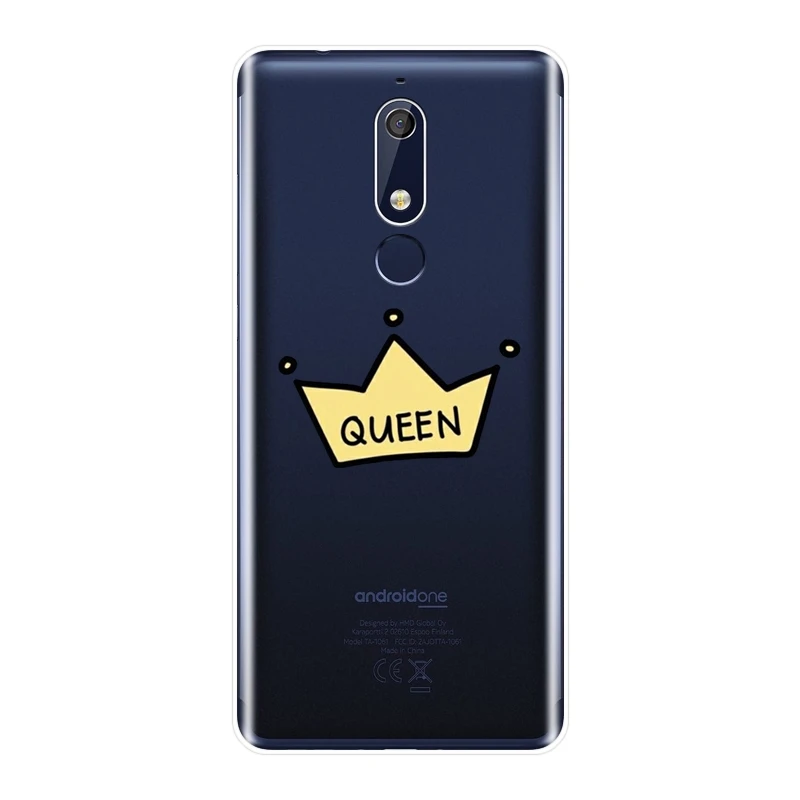 Phone Case For Nokia 2.1 3.1 5.1 6.1 7.1 Silicone Soft Luxury King And Queen Crown Back Cover Plus | Мобильные телефоны и