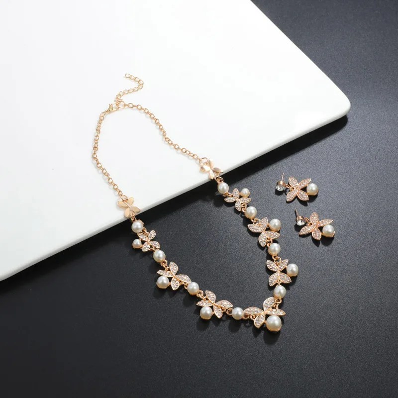 Комплект из колье серёг и кольца с искусственным жемчугом | Украшения аксессуары