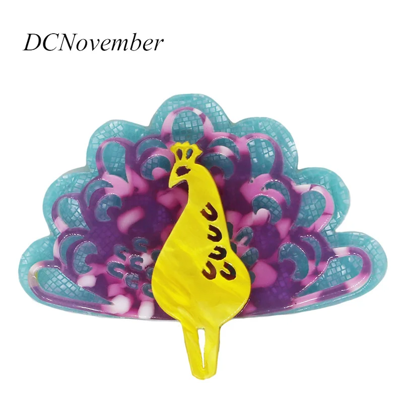 Винтаж изображением павлина из 3 цвета броши в форме на окружающую среду