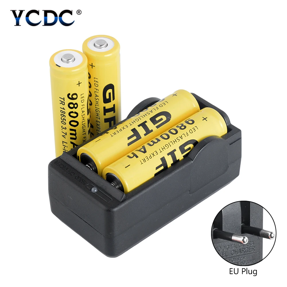 4/8 шт. 18650 Батарея 3,7 V 9800mAh литий-ионный аккумулятор с Зарядное устройство для фонарик батарея, батарея литиевая батарея+ 1 шт. EU Зарядное устройство