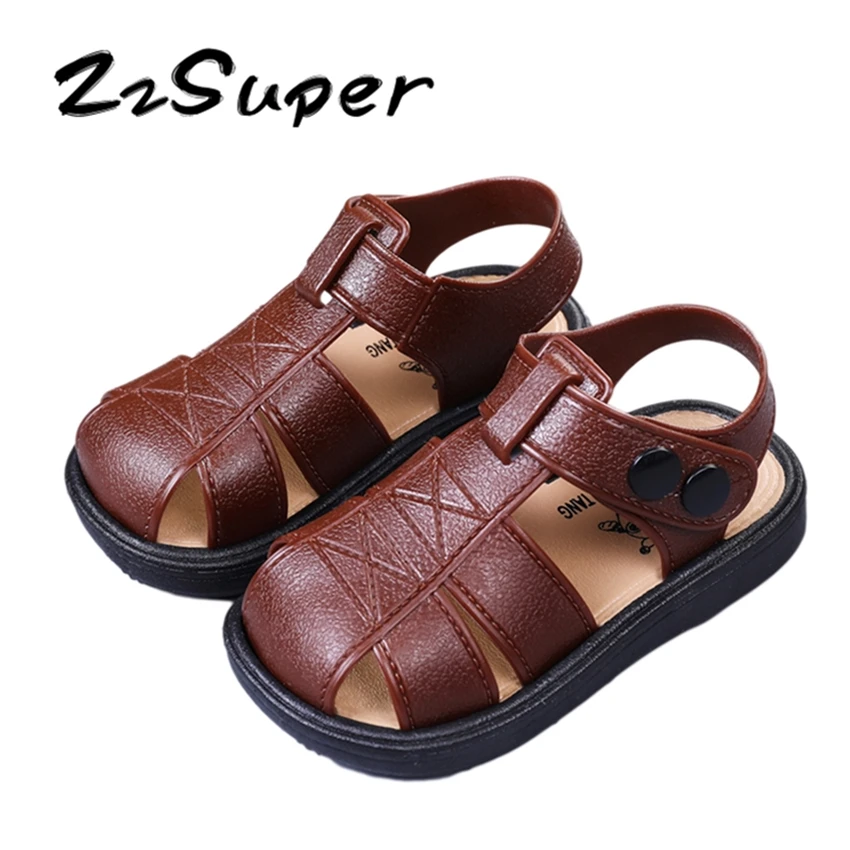 ZzSuper Toddler Shoes Leather Summer Beach sandals Cut-outs Flat Baby Boys 1-4 Years Casual Size 26-30 | Детская одежда и обувь