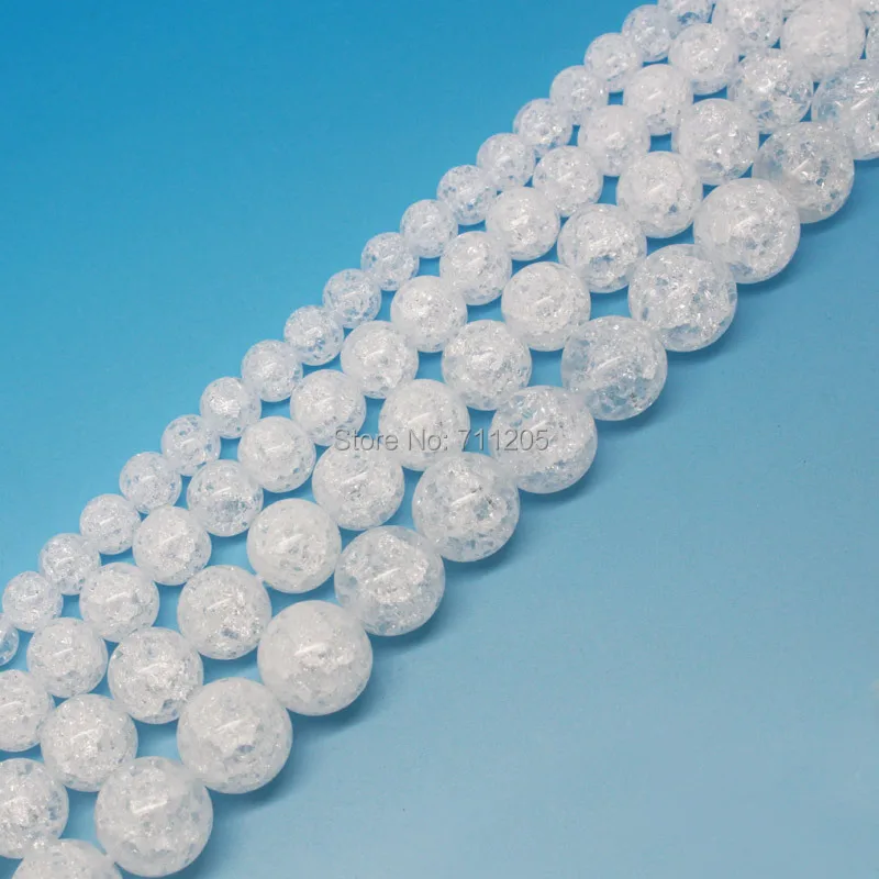 

2# Pretty Crackle Clear Quartzs 4,6,8,10,12,14,16,17,19mm Round Loose Beads 15"/38cm , Can be Mixed wholesale!