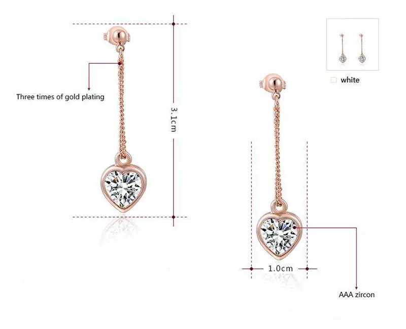 Romad Fashion Cubic Zirconia Crystal Long Dangle Earrings Jewelry Rose Gold-color Charm Drop Earring for Women Z3 | Украшения и