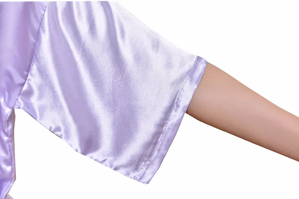 Новый светильник фиолетовый длинный сексуальный шелковый халат летний