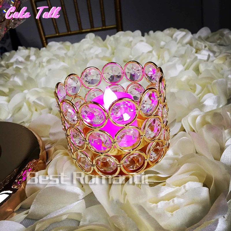 Gold crystal bowl candle holders 7.5*8.5cm 3 layers tealight stand 10 pieces home decoration candy bar party supplier Дом и сад
