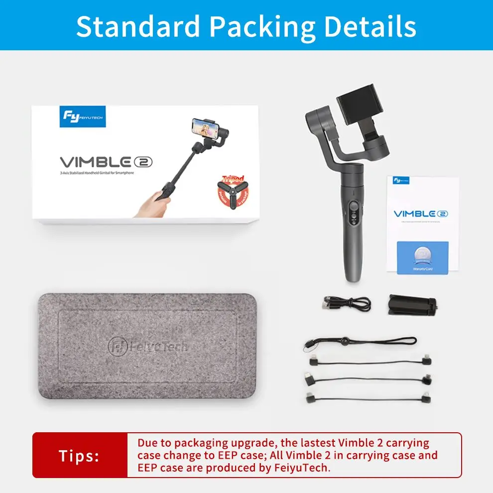 Feiyutech Vimble 2 три оси смартфон Gimbal выдвижной селфи стабилизатор для iPhone X GoPro 6 5 samsung VS