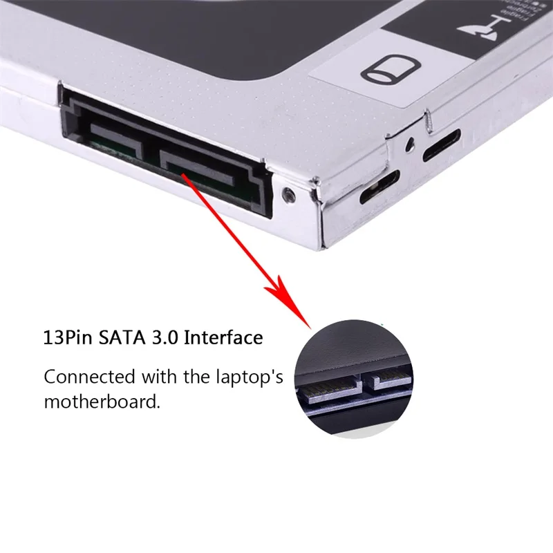 Алюминиевый Optibay 12 7 мм SATA 3 0 2 й HDD Caddy SSD CD DVD чехол Корпус для ноутбука ROM Оптический