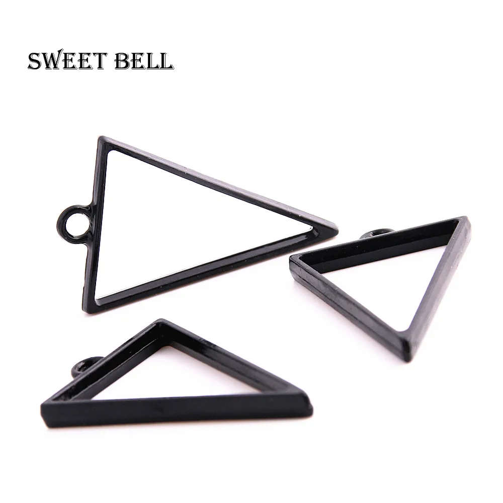 

15pcs 25*39mm Alloy jewelry setting accessories triangle charms Hollow glue blank pendant tray bezel charms DIY Handmade