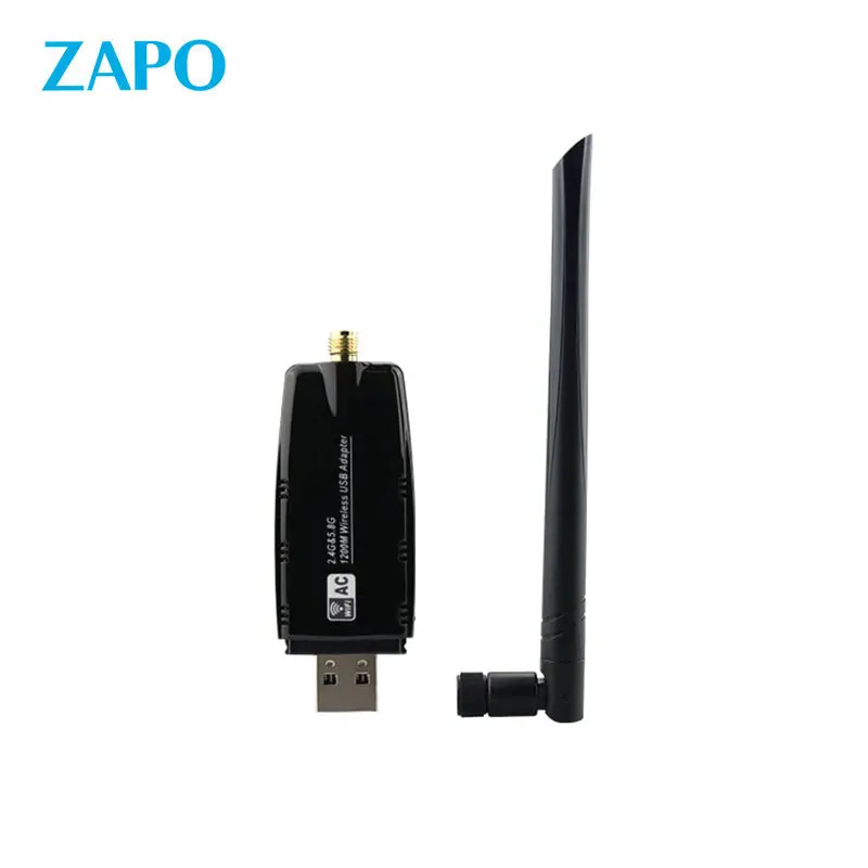 ZAPO Мощный 5.8G двухдиапазонный WIFI USB 3.0 адаптер 1200 Мбит / с Беспроводная сетевая