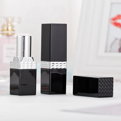 

10/30/50pcs 12.1mm Plastic Black Cosmetic Lip Rouge Refillable Container, Square Makeup Lipstick Sub Tube, Lip Balm Package