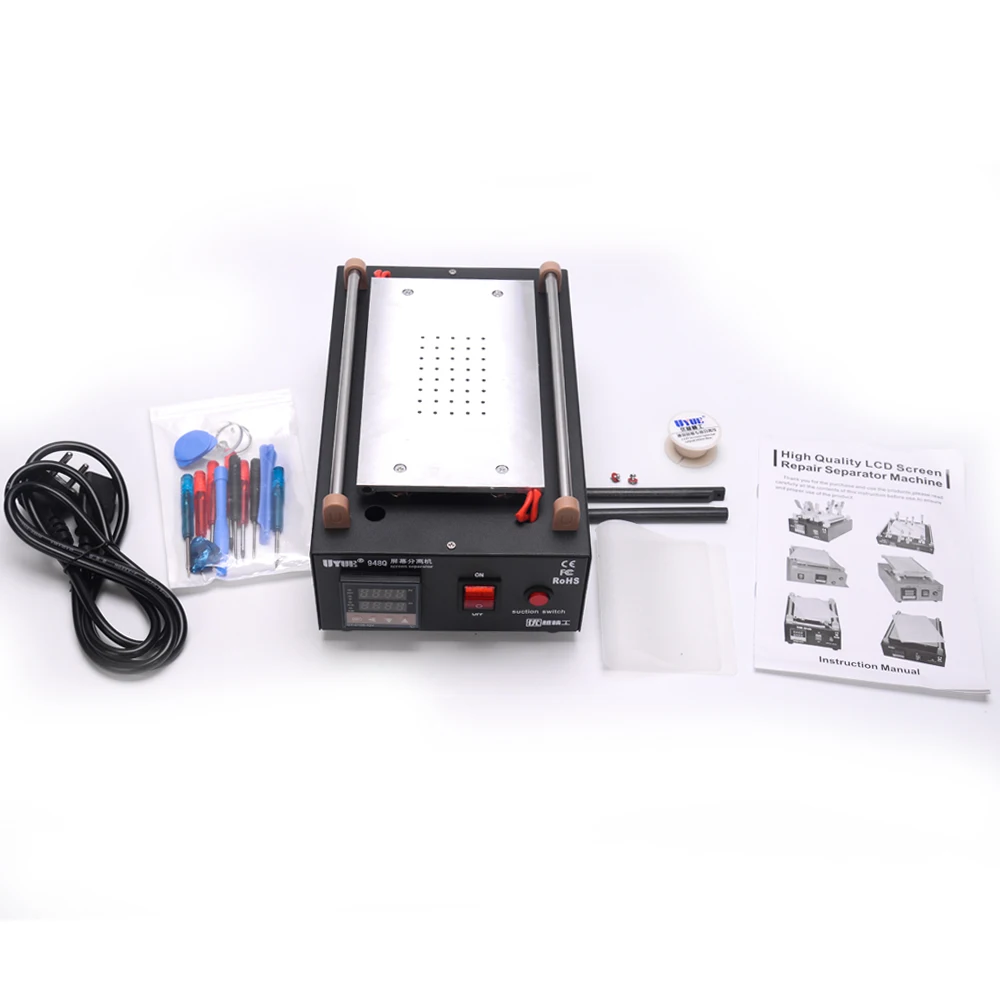 

Uyue 948Q Built-in Pump Vacuum Glass LCD Screen Separator Machine Max 7 inches With 13 pcs Mobile Phone Disassemble Tool