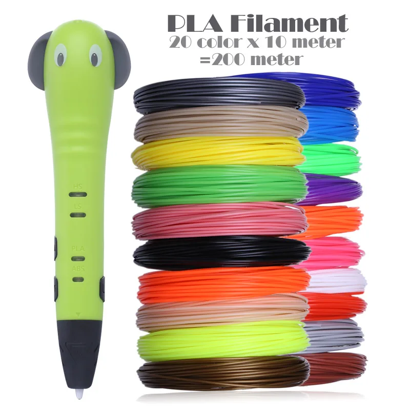 Pen Add 200M PLA AVEIBEE 3D ручки для печати, 12 В, 3 D ручки для карандашей, 3D ручки для рисования с бесплатной PLA нитью для детей, Обучающие инструменты, игрушки для хобби - Цвет: Pen Add 200M PLA