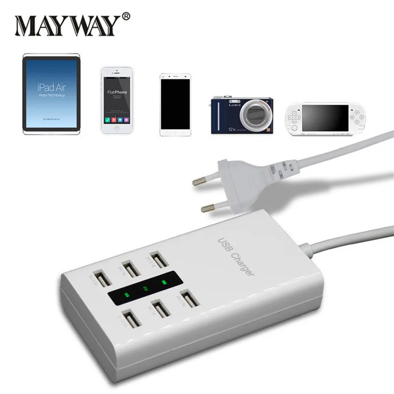 Быстрая зарядка 6 usb портов зарядное устройство адаптер дорожная полоса с ЕС