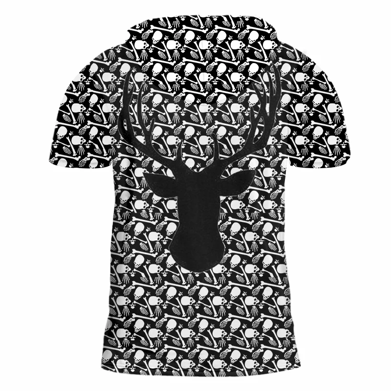Футболка для Хэллоуина OGKB с 3D принтом в виде забавных черепов и оленей Спортивная