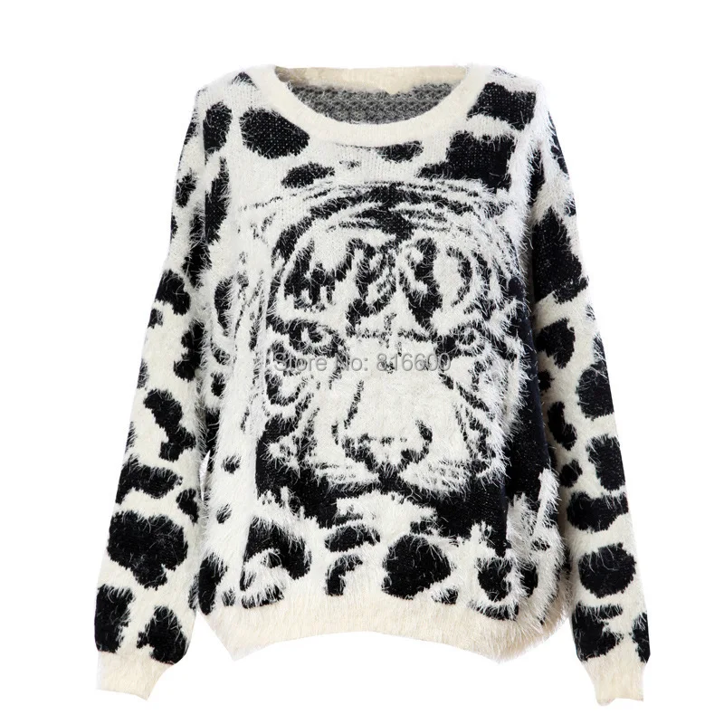 New pullover sweater plush mohair thickened outer leopard tiger | Женская одежда