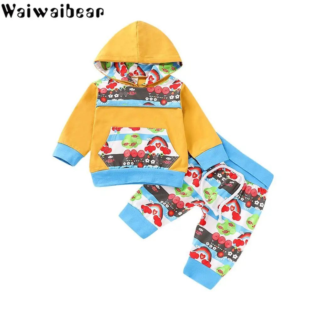 Весенние комплекты одежды Waiwaibear для маленьких мальчиков и девочек детские