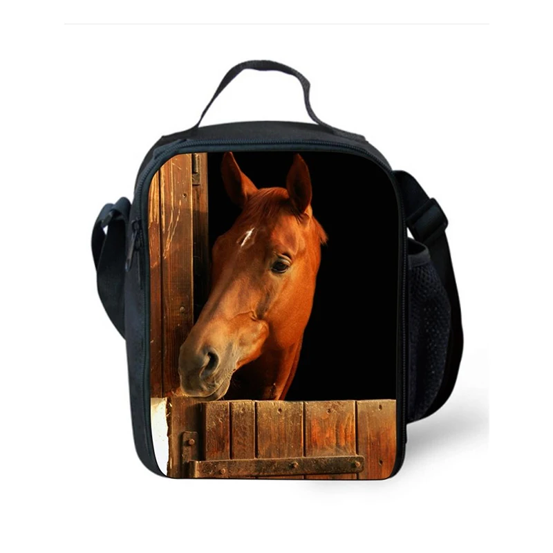 Детская изолированная сумка-холодильник с животным принтом лошади сумки для