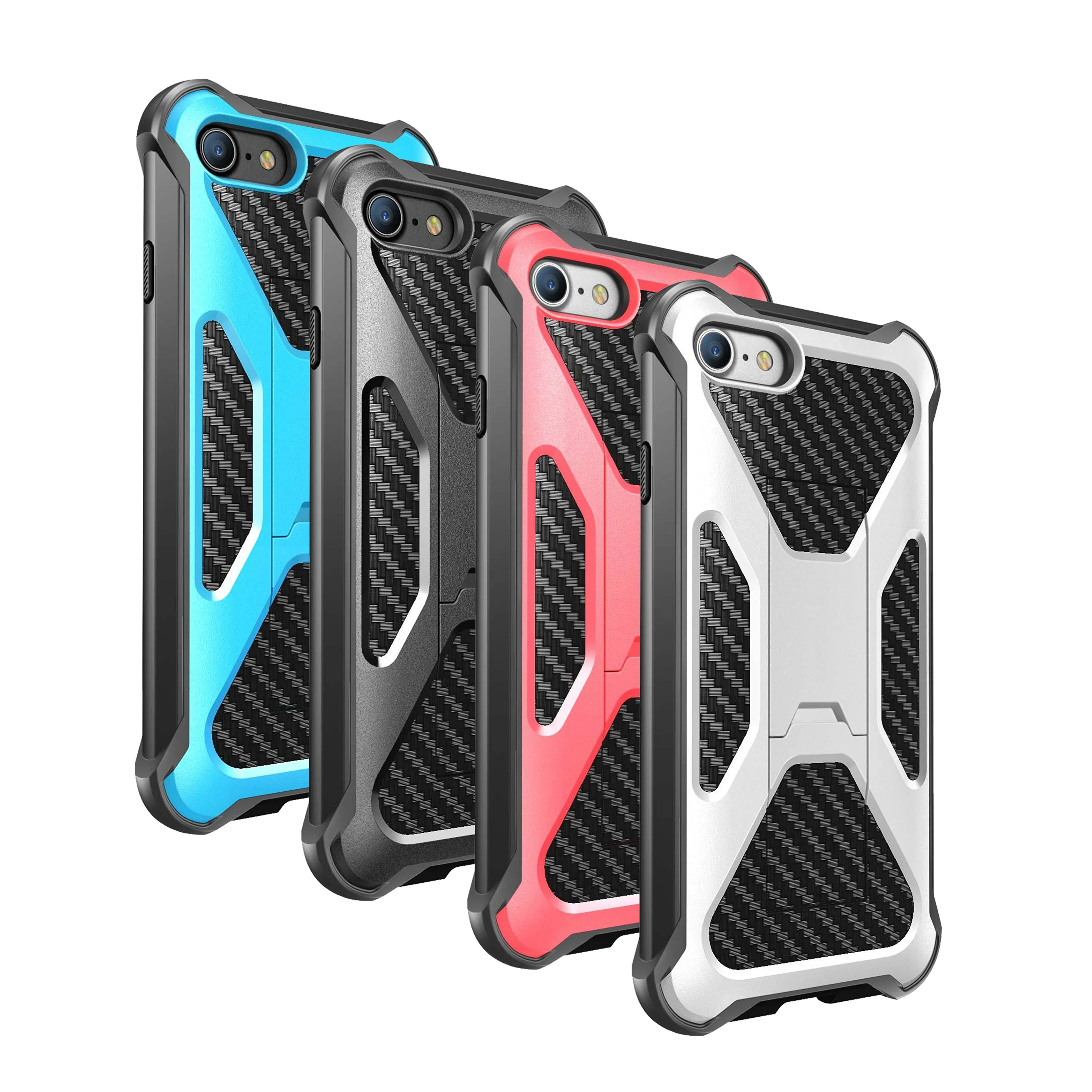 Гибридный трансформатор Kickstand чехол для iPhone 7 7Plus 8 8Plus сверхмощный с зажимом и