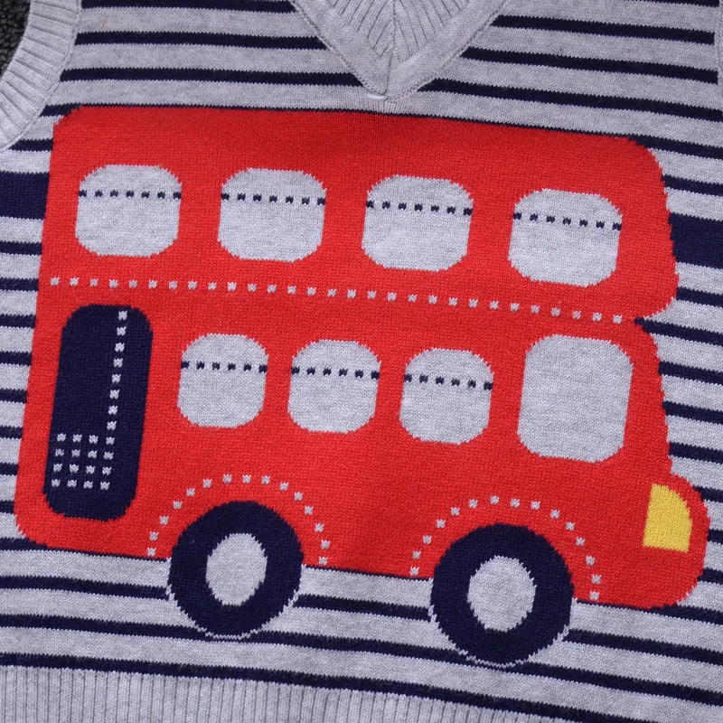 

Boys Sweater 2018 New Autumn Casual Baby Boy Pullover Kids Clothes Knitted Wool Cartoon Car Vest For Girls 2-7Y Toddler Cardigan