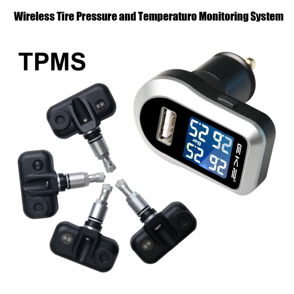 

Система контроля давления в шинах Автомобильная TPMS с 4 внутренними датчиками одновременно отображает четыре датчика температуры или давле...