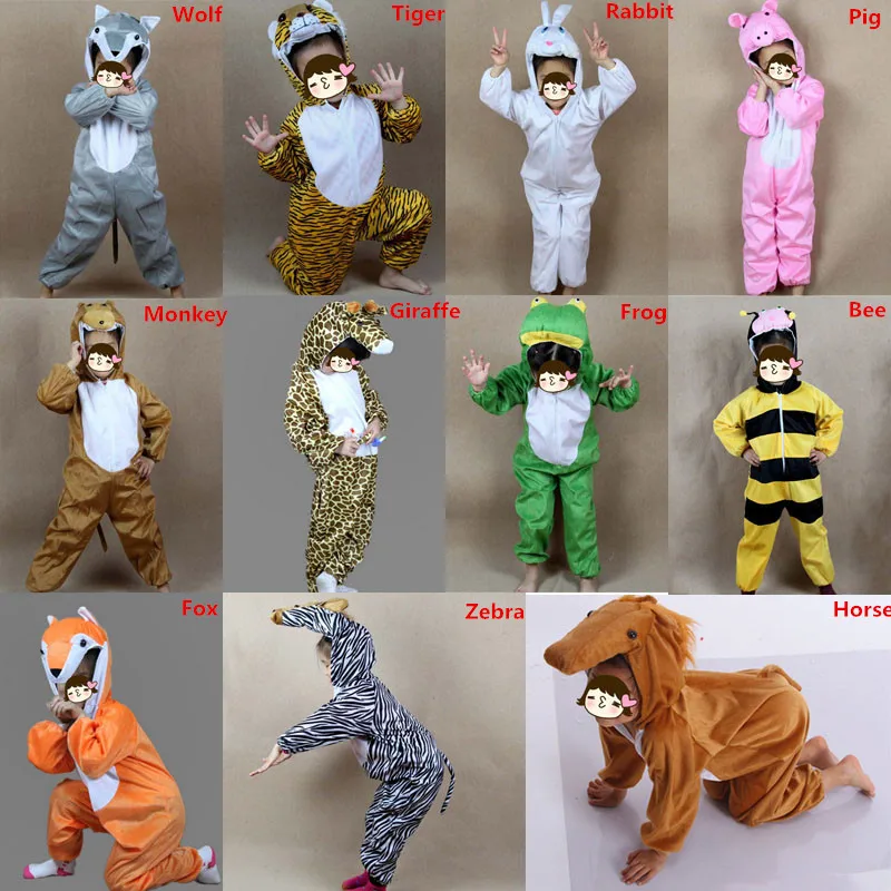 

Cartoon Animal Costume Cosplay Giraffe Bee Zebra Monkey Jumpsuits Costumes Carnival Party halloween costume for kids Christmas