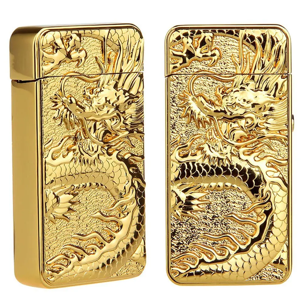 Metal Windproof Cigarette Lighter Electric Double Arc Plasma Pulse USB Rechargeable Cigar Smoking Men |