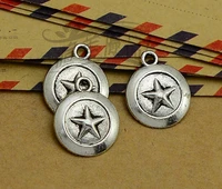 30pcslot 19x16mm antique silver platedbronze plated star charms pendants diy keychain supplies jewelry making accessories