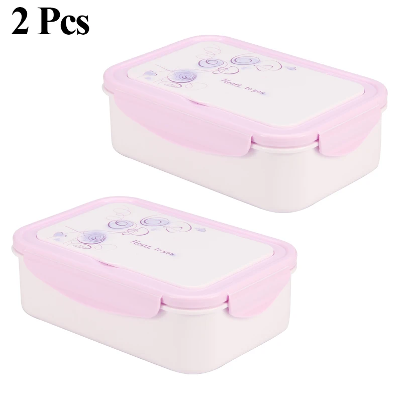2 Pcs KT158 PP Ланч-бокс для детей 2 или 1 шт. контейнер для микроволновой печи герметичный пищевой контейнер для хранения фруктов Bento box с ложкой и вилкой - Цвет: 2 Pcs KT158