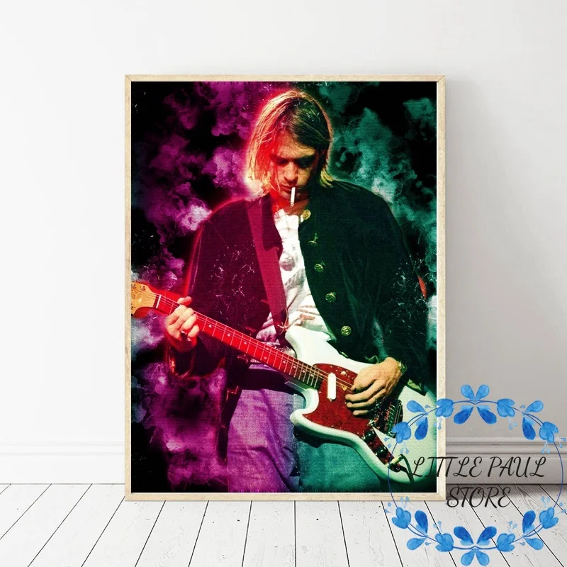 Kurt Cobain музыка звезда Искусство Холст плакат печать настенные фотографии для