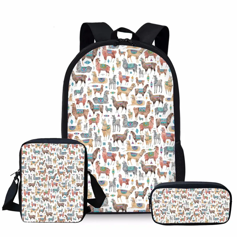 YQ3276CEK Forudesigns, милое животное, альпака, печать, школьные рюкзаки для девочек, 3 шт./компл., книга, сумки для детей, большая емкость, школьный рюкзак - Цвет: YQ3276CEK