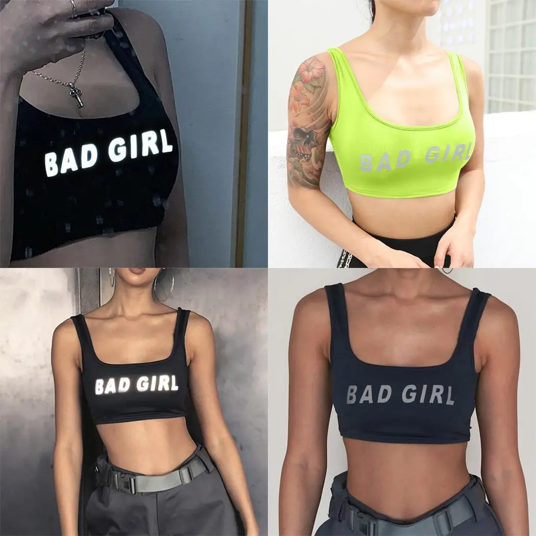 Женская майка без рукавов с буквенным принтом Bad Girl для фитнеса бега активного