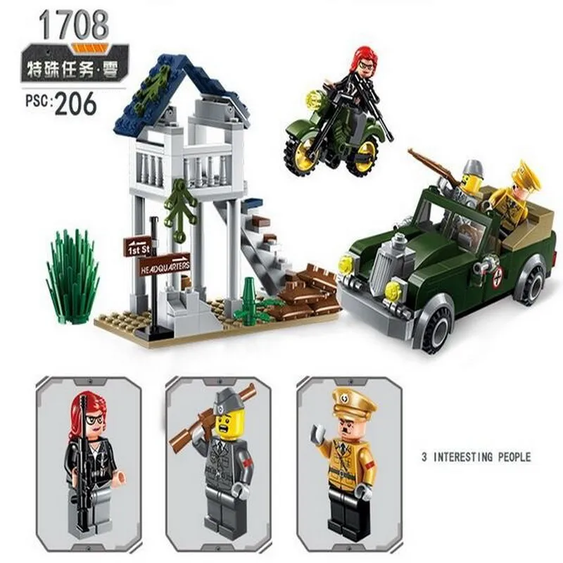 ENLIGHTEN 1708 военный погрузчик автомобиль мотоцикл фигурные Блоки строительные
