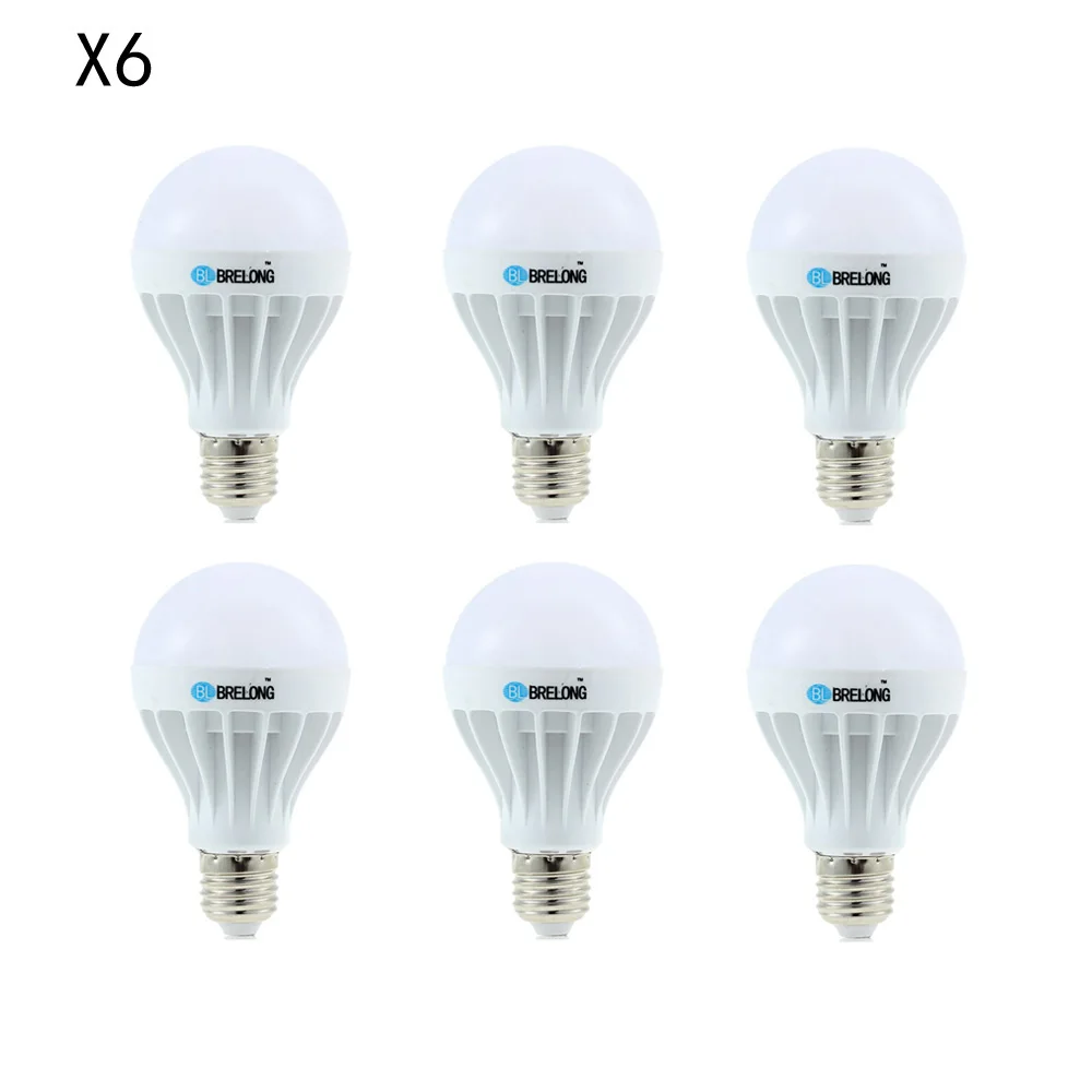 BRELONG 6 шт. E27 9 Вт 18x5630SMD 810LM 6000 6500 К теплый белый светодиодный глобус шарика (6 170 240