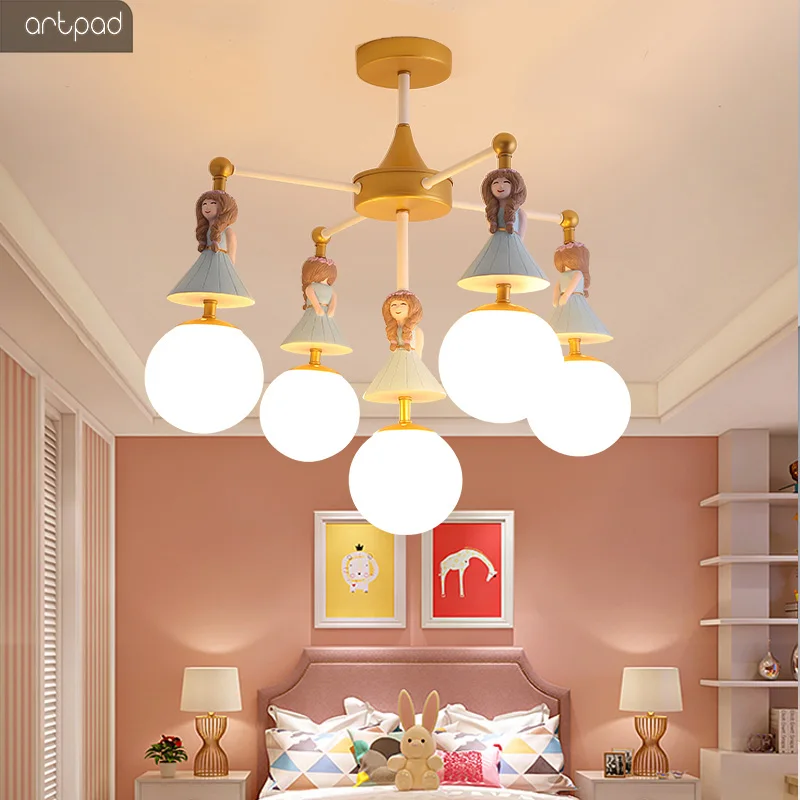 9 Head Cartoon Pendant lamp Hanging Light With Princess Doll Girls Children Room Deco Warm Home Suspension Fixture | Лампы и освещение
