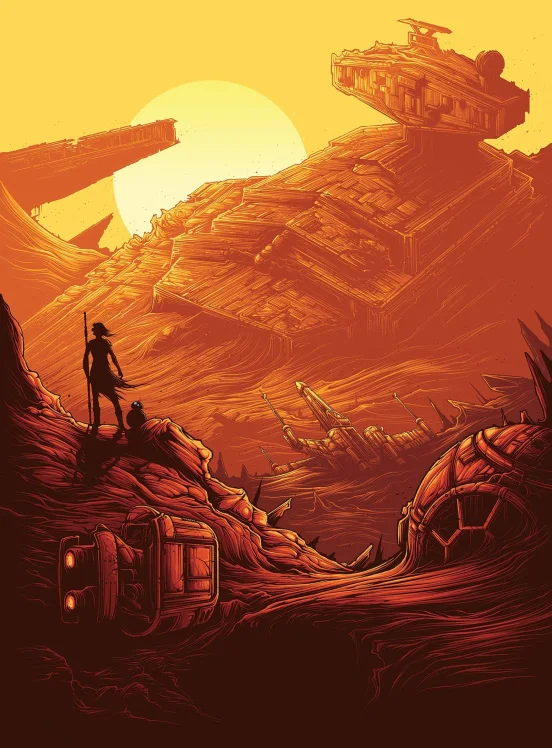 5x7FT Force Awakens Rey Orange Sunset Sky Ships пользовательский фон для фотостудии виниловый 150 см x 220