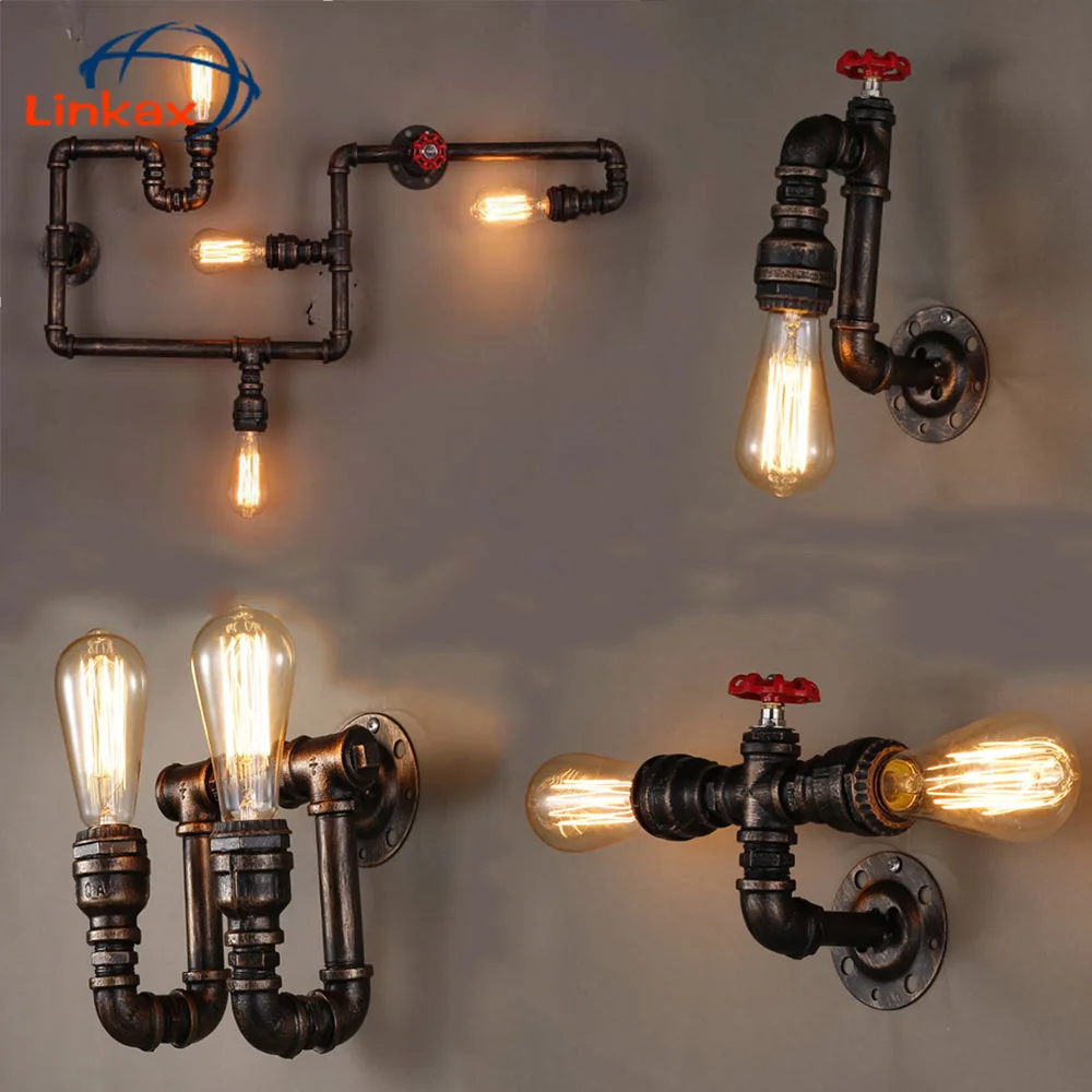 Винтажный настенный светильник из кованого железа в стиле ретро E27 Edison|Комнатные