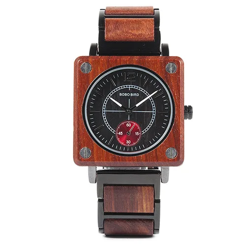 R14-2 Bobo Bird модная квадратная деревянная коробка для часов мужские японские Seiko Move Мужские t Уникальные Роскошные брендовые водонепроницаемые кварцевые наручные часы Подарки для мужчин - Цвет: R14-2