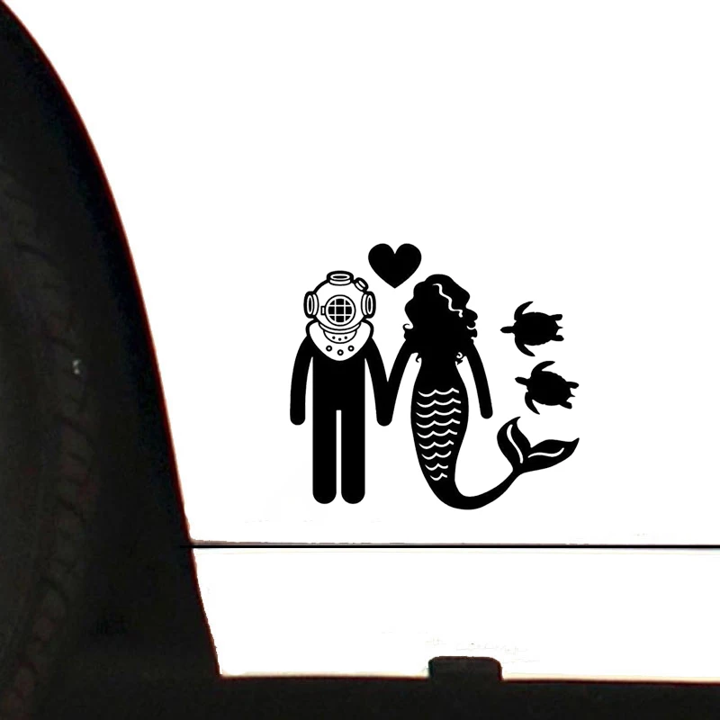 19CM*17.6CM Sailors Mermaid Car Stickers Diving Diver Sea Ocean vinyl decal stickers Cute Fashion Funny | Автомобили и мотоциклы
