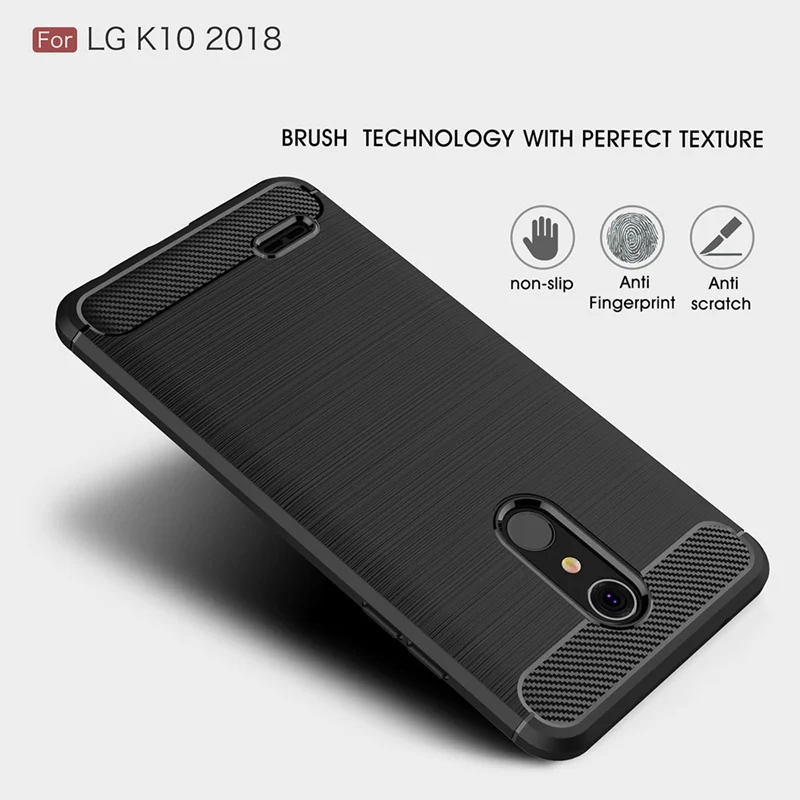 UPaitou For LG K10 2018 Case Ultra Thin Carbon Fiber Soft TPU Cover Phone |