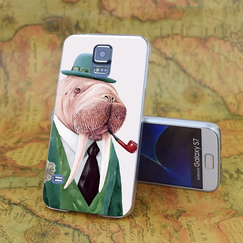 E4113 Walrus Green Transparent Hard PC Case Cover For Samsung Galaxy Note S 3 4 5 6 7 8 9 Mini Edge Plus |