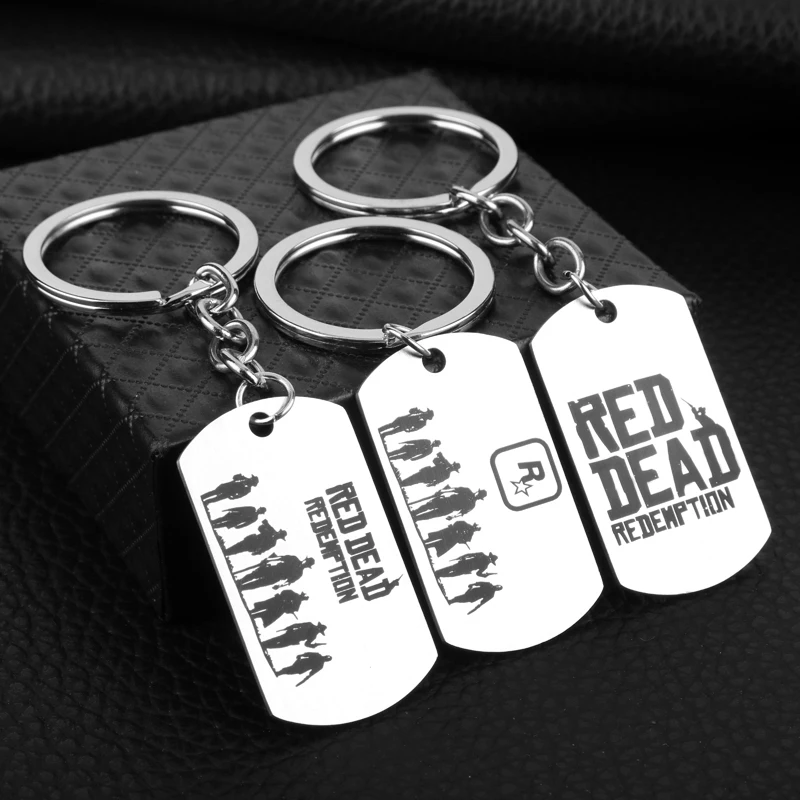 Игра Red Dead Redemption письмо брелок нержавеющая сталь Dog Tag кулон кольцо для ключей