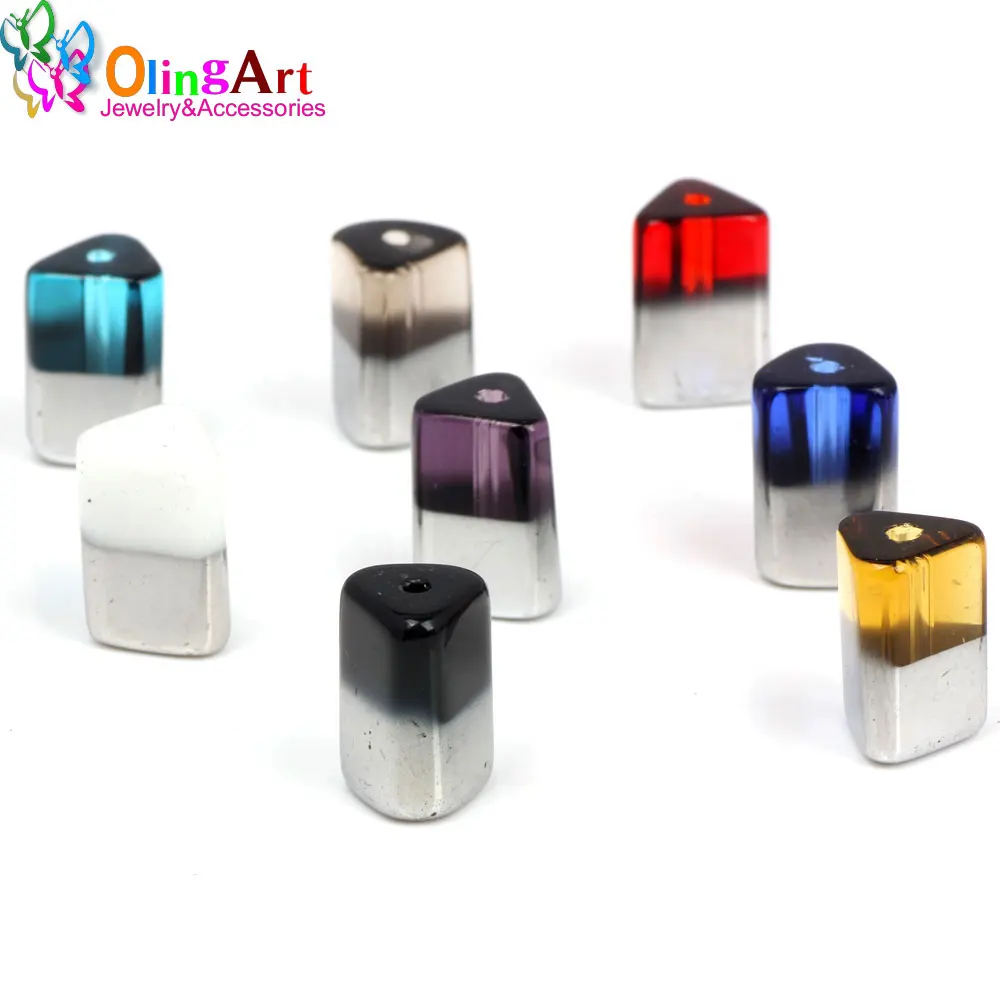 OlingArt 14*9*9 мм 12 шт. стеклянные кристаллы металлическое покрытие зеркальные бусины