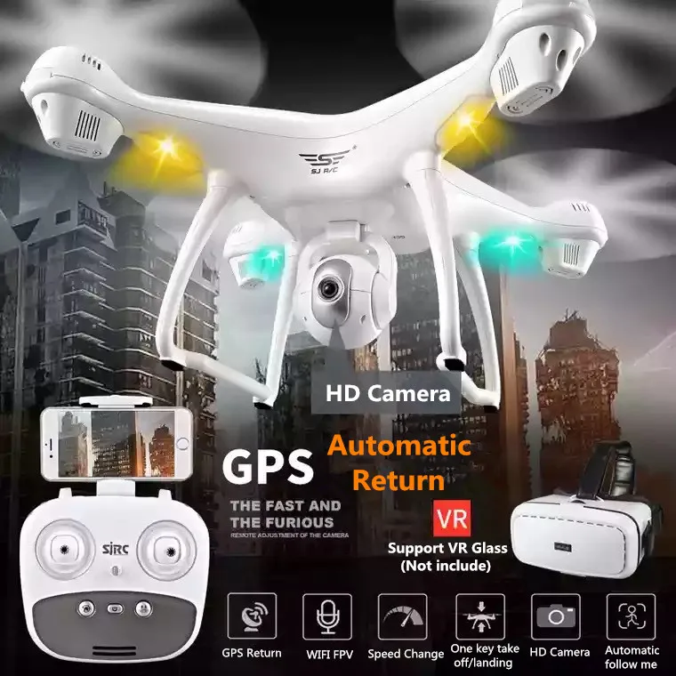 SJRC S70W двойной GPS Follow Me WIFI FPV Радиоуправляемый Дрон вертолет 400 м расстояние 1080P HD