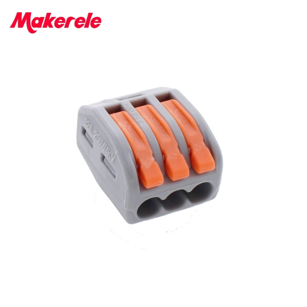 100Pcs PCT 213 3 Pin Universal compact wire wiring connector conductor terminal block with lever|terminal blocks connector|block connectorwire pin |