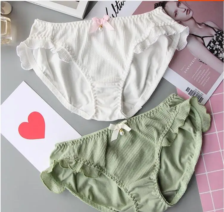 Трусики женские кружевные с бантом и жемчугом в японском стиле|pearl underwear|underwear