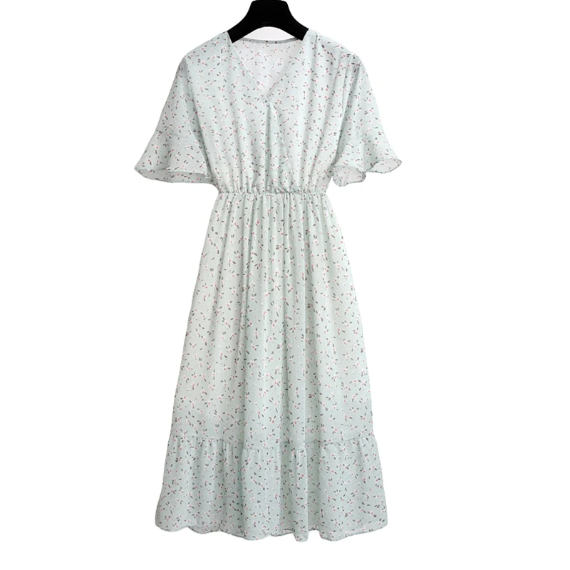 Trytree/летнее повседневное платье женское с цветочным принтом v образным вырезом