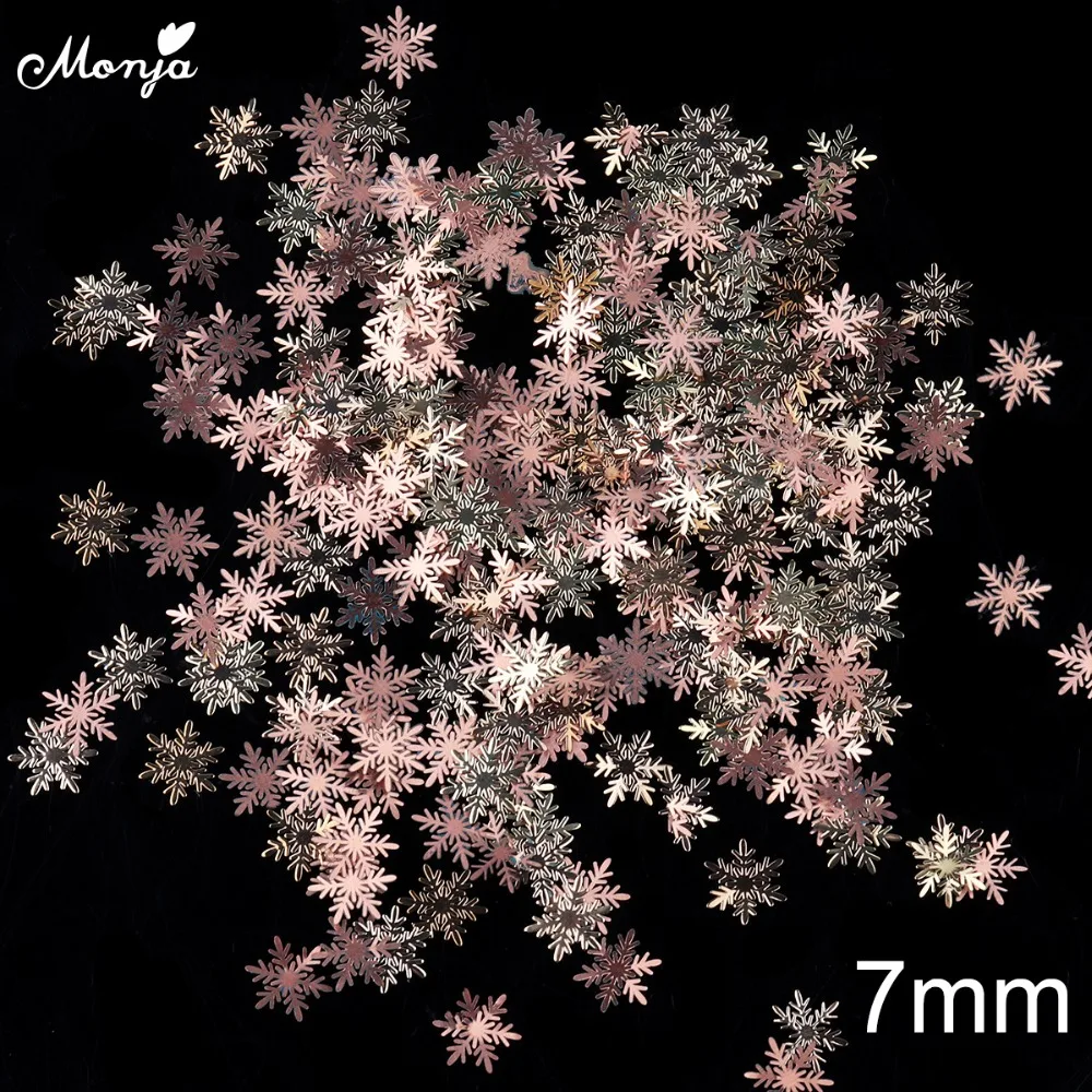 Monja 6/7 мм нейл-арта Рождественский Золотой Медь Снежинка ломтик смешанные Стиль 3D